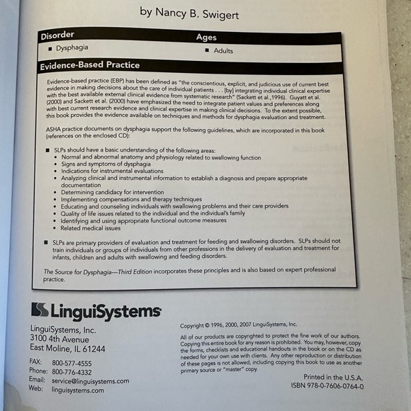 The Source® for Dysphagia Third Edition by Nancy B. Swigert Paperback Text Book - Picture 5 of 16